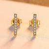 WYRKYP Earrings S925 Sterling Sier Earrings Simple and Stylish Mini Word Shape Inlaid Cubic Zirconia Stud Earrings Personality Temperament Jewellery Gift for Women,Gold view 3