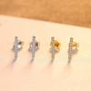 WYRKYP Earrings S925 Sterling Sier Earrings Simple and Stylish Mini Word Shape Inlaid Cubic Zirconia Stud Earrings Personality Temperament Jewellery Gift for Women,Gold view 4