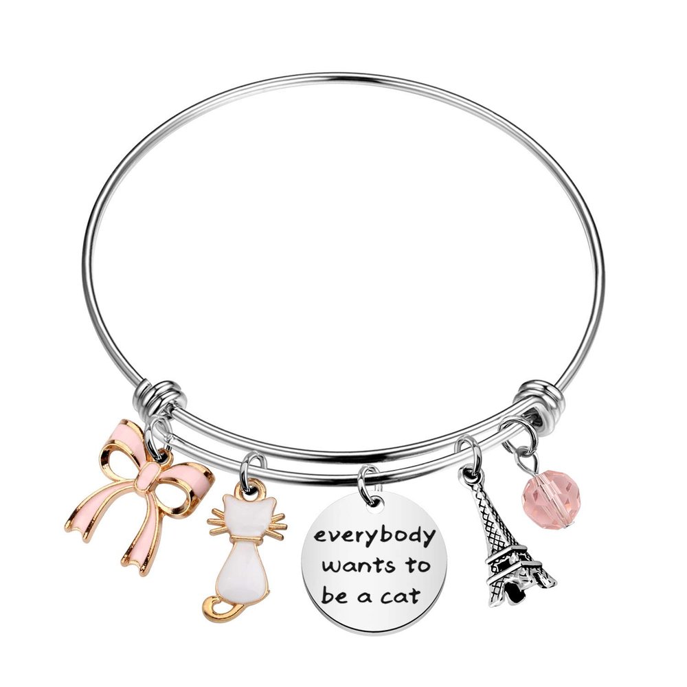 AKTAP Cats Inspired Jewelry Cat Bracelet Everybody Wants to Be a C Gift for Comic Movie Lovers (Be a Cat Bracelet)