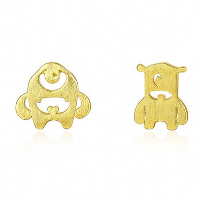 WYRKYP Earrings S925 Sterling Sier Earrings Creative Cute Animal Asymmetry Stud Earrings Personality Jewellery Gift for Women Two Earrings Different in Style,Gold