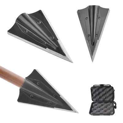 AMEYXGS 6 Pack Archery Broadheads 90grain Metal Arrowheads Glue on Arrows Tips Hunting Arrows Point for 8mm Wooden Bamboo Arrows (Black)