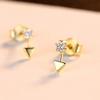 Earrings S925 Sterling Sier Earrings Simple and Stylish Geometry Triangle Stud Earrings, Set with AAA+ Cubic Zirconia Earrings Gift for Women view 3