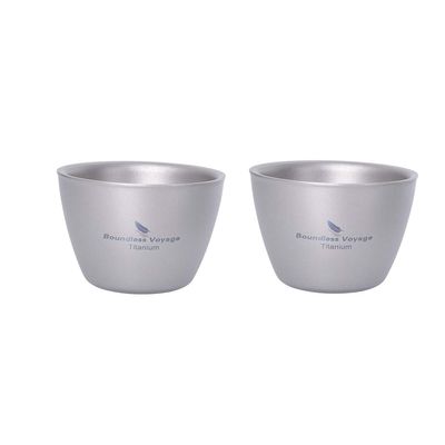 Boundless Voyage Titanium Double-wall Cup Tea Cup Outdoor Camping Tableware Drinking Mug Picnic Daily Drinkware Home Use Ti3089D 2pcs