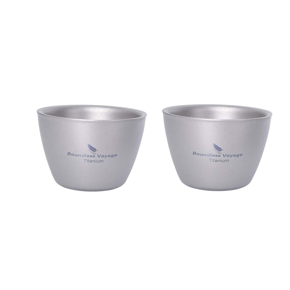 Boundless Voyage Titanium Double-wall Cup Tea Cup Outdoor Camping Tableware Drinking Mug Picnic Daily Drinkware Home Use Ti3089D 2pcs