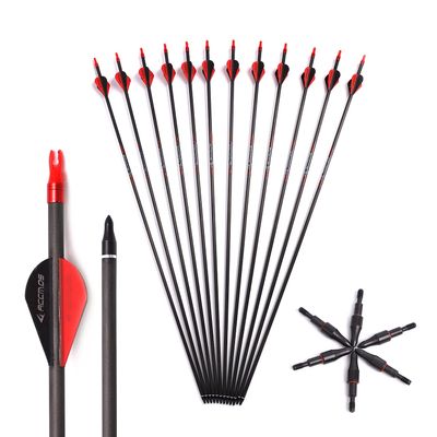 28 Inch Arrow 500 Spine Arrow Target Practice Arrow Hunting Arrow Carbon Arrows Compound Bow Recurve Bow Adult Youth Archery Indoor Outdoor Shooting Field Tip 12pc