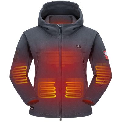 DEWBU Heated Jacket Polar Fleece Heating Hoodie for Women, Grey XS