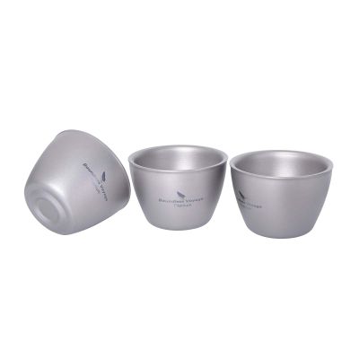 Boundless Voyage Titanium Double-wall Cup Tea Cup Outdoor Camping Tableware Drinking Mug Picnic Daily Drinkware Home Use Ti3089D 3pcs