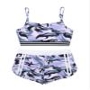 Hansber Kids Girls 2 Piece Dance Tankini Outfits Cami Crop Top with Shorts Set Ballet Gymnastic Dancewear Swimwear Purple 8 view 3
