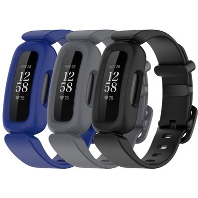 FitTurn Compatible with Fitbit Ace 3 bands Kids Replacement Silicone Colorful Rubber Adjustable Sport Bands Accessories for Ace 3 Activity Tracker for Kids 6+ (DarkBlue,DarkGray,Black)