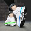 Double-Row Deform Wheel Automatic Walking Shoes Invisible Deformation Roller Skate 2 in 1 Removable Pulley Skates Skating Rollerskates Outdoor Parkour Shoes with Wheels for Girls Boys,Low White Light view 3