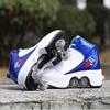 Double-Row Deform Wheel Automatic Walking Shoes Invisible Deformation Roller Skate 2 in 1 Removable Pulley Skates Skating Rollerskates Outdoor Parkour Shoes with Wheels for Girls Boys,Bright White,US view 3