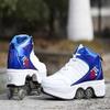 Double-Row Deform Wheel Automatic Walking Shoes Invisible Deformation Roller Skate 2 in 1 Removable Pulley Skates Skating Rollerskates Outdoor Parkour Shoes with Wheels for Girls Boys,Bright White,US view 4