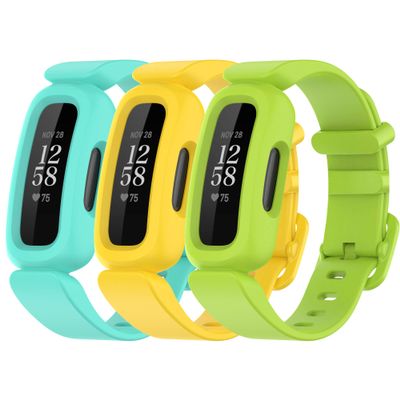 FitTurn Compatible with Fitbit Ace 3 bands Kids Replacement Silicone Colorful Rubber Adjustable Sport Bands Accessories for Ace 3 Activity Tracker for Kids 6+ (LakeBlue,Yellow,Lime)