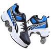 Double-Row Deform Wheel Automatic Walking Shoes Invisible Deformation Roller Skate 2 in 1 Removable Pulley Skates Skating Rollerskates Outdoor Parkour Shoes with Wheels for Girls Boys,Blue Black,US 6 view 1