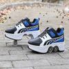 Double-Row Deform Wheel Automatic Walking Shoes Invisible Deformation Roller Skate 2 in 1 Removable Pulley Skates Skating Rollerskates Outdoor Parkour Shoes with Wheels for Girls Boys,Blue Black,US 6 view 3