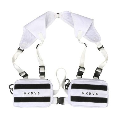 Holanew Unisex Black Chest Rig Bag Streetwear Tactical Vest Hip-hop Chest Bags Fashion Tactics Waist Pack Woman Functional Square Bag(White)