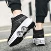 Double-Row Deform Wheel Automatic Walking Shoes Invisible Deformation Roller Skate 2 in 1 Removable Pulley Skates Skating Rollerskates Outdoor Parkour Shoes with Wheels for Girls Boys,Black high,US 6 view 3