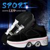 DOOK Double-Row Deform Wheel Automatic Walking Shoes Invisible Deformation Roller Skate 2 in 1 Removable Pulley Skating Rollerskates Outdoor Parkour with Wheels for Girls Boys,Black Ligh, US 4.5 view 4