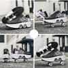 Double-Row Deform Wheel Automatic Walking Shoes Invisible Deformation Roller Skate 2 in 1 Removable Pulley Skates Skating Rollerskates Outdoor Parkour Shoes with Wheels for Girls Boys ,Black powder,US view 4