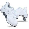 Double-Row Deform Wheel Automatic Walking Shoes Invisible Deformation Roller Skate 2 in 1 Removable Pulley Skates Skating Rollerskates Outdoor Parkour Shoes with Wheels for Girls Boys,Silver,US 6 view 1