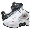 Double-Row Deform Wheel Automatic Walking Shoes Invisible Deformation Roller Skate 2 in 1 Removable Pulley Skates Skating Rollerskates Outdoor Parkour Shoes with Wheels for Girls Boys,White,US 5.5 view 1