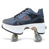 Double-Row Deform Wheel Automatic Walking Shoes Invisible Deformation Roller Skate 2 in 1 Removable Pulley Skates Skating Rollerskates Outdoor Parkour Shoes with Wheels for Girls Boys,Light Black,US view 2