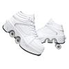 Double-Row Deform Wheel Automatic Walking Shoes Invisible Deformation Roller Skate 2 in 1 Removable Pulley Skates Skating Rollerskates Outdoor Parkour Shoes with Wheels for Girls Boys,White high,US 5 view 1