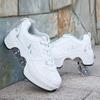 Double-Row Deform Wheel Automatic Walking Shoes Invisible Deformation Roller Skate 2 in 1 Removable Pulley Skates Skating Rollerskates Outdoor Parkour Shoes with Wheels for Girls Boys,Silver,US 7 view 2