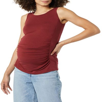 Amazon Essentials Women's Active Maternity Tank Top, Burgundy, X-Small