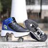 Double-Row Deform Wheel Automatic Walking Shoes Invisible Deformation Roller Skate 2 in 1 Removable Pulley Skates Skating Rollerskates Outdoor Parkour Shoes with Wheels for Girls Boys,Bright Black,US view 2