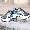 Double-Row Deform Wheel Automatic Walking Shoes Invisible Deformation Roller Skate 2 in 1 Removable Pulley Skates Skating Rollerskates Outdoor Parkour Shoes with Wheels for Girls Boys,Blue Black,US 7 view 2