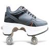 Double-Row Deform Wheel Automatic Walking Shoes Invisible Deformation Roller Skate 2 in 1 Removable Pulley Skates Skating Rollerskates Outdoor Parkour Shoes with Wheels for Girls Boys,Light Black,US view 2
