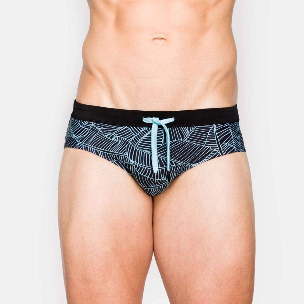 WYRKYP Swimming Pants Swim Trunks,Leaves Abstract Triangle Swimming Trunks,Close Fitting Tether Swim Briefs,Summer Bikini Swim Shorts