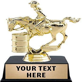 Crown Awards Rodeo Trophy, 5.5" Gold Barrel Race Custom Trophy with Engraving On Contemporary Base