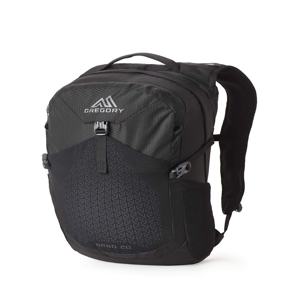 Gregory Nano 20L Plus Size Unisex Day Hiking/Commuter/Active Travel Backpack, Breathable Backpanel, Hydration Port, Plus Size, Obsidian Black