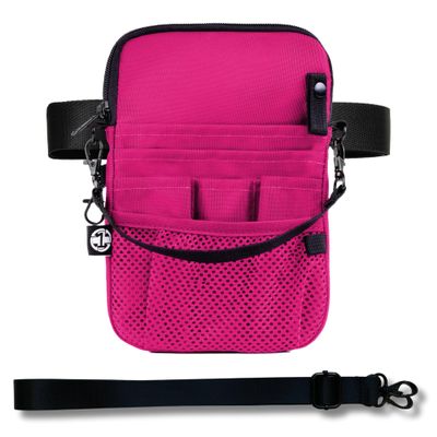 First Lifesaver 4-in-1 Nurse Fanny Pack with Medical Gear Pockets, Tape Holder, and Utility Storage for Stethoscopes, Bandage Scissors, and Emergency Supplies, Student and Nurse Use (Pink)