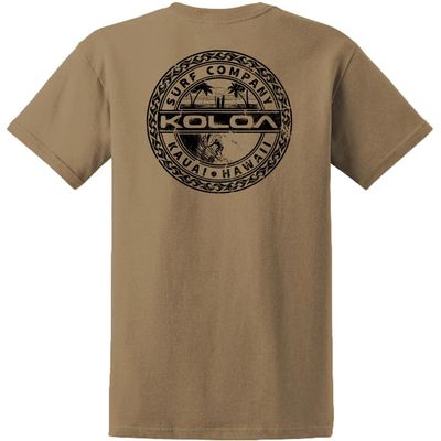 Koloa Surf Tall Palms and Waves Logo Cotton T-Shirt-3XLT-Sand/b