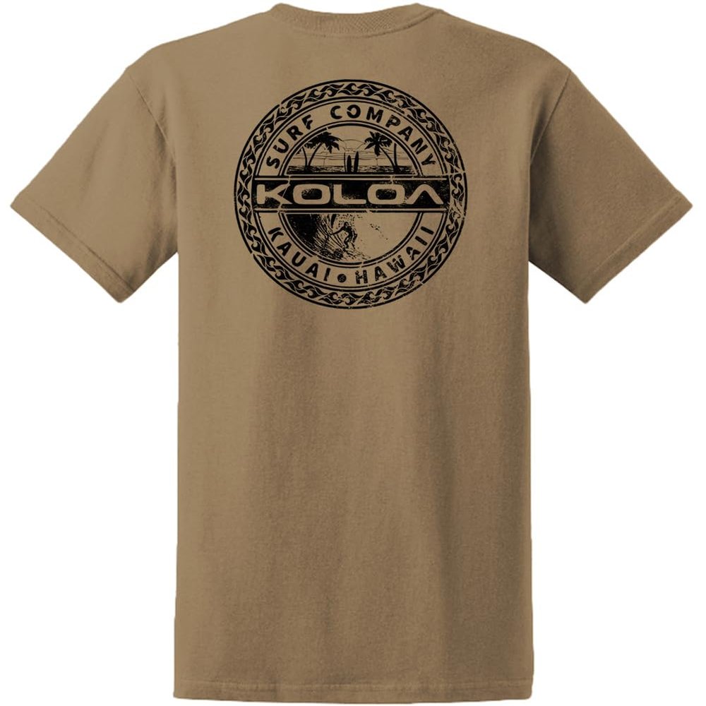 Koloa Surf Tall Palms and Waves Logo Cotton T-Shirt-3XLT-Sand/b