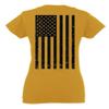 0021. Vintage American Flag United States of America Military us USA Patriotic Style for Women V Neck Fitted T Shirt (Gold X Small) view 3