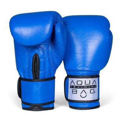 Aqua Training Bag 16 oz. Blue Classic Boxing Glove with Genuine Top Grain Cow Leather, 3-Layer Latex Foam, Nylon Lining - 2020329792