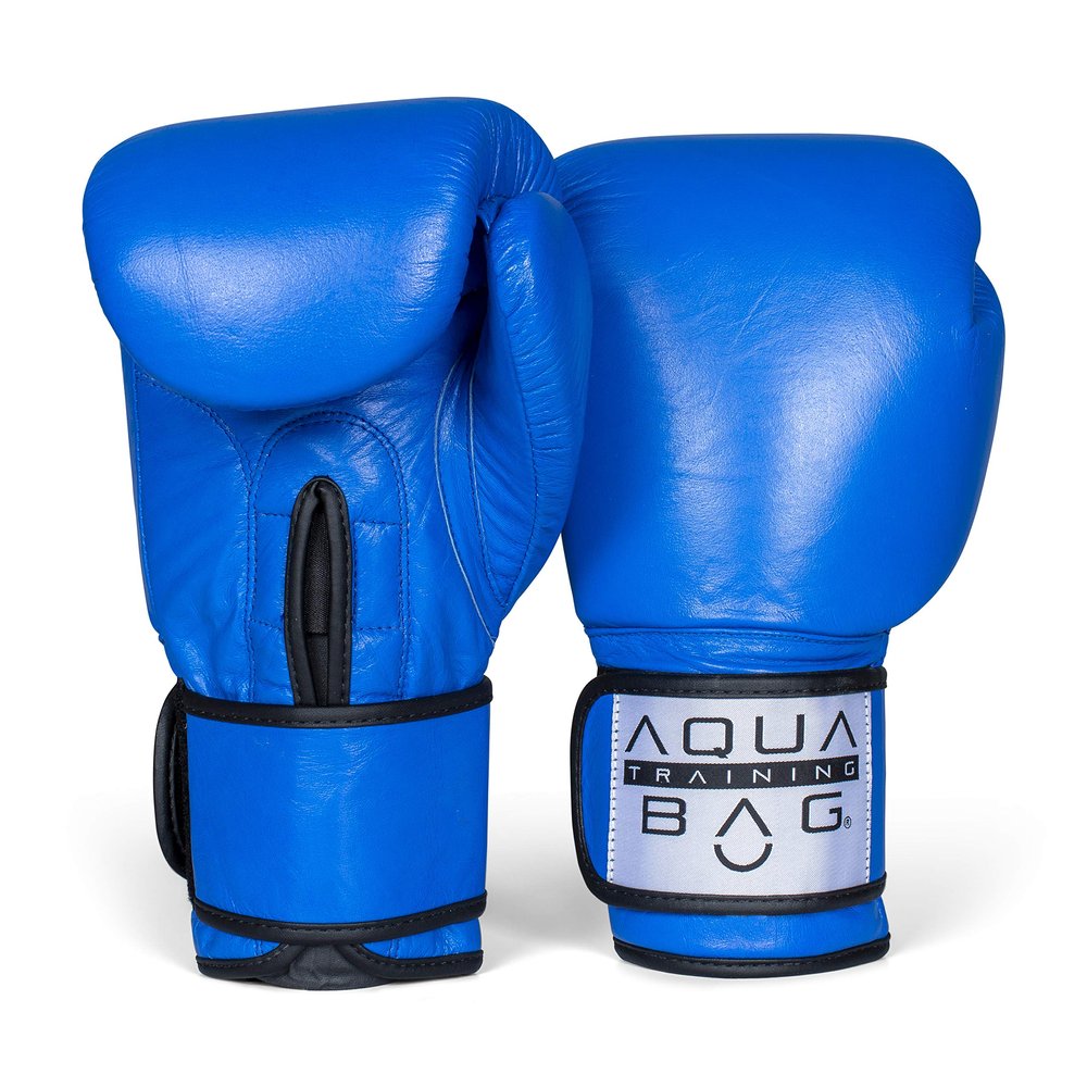 Aqua Training Bag 16 oz. Blue Classic Boxing Glove with Genuine Top Grain Cow Leather, 3-Layer Latex Foam, Nylon Lining - 2020329792