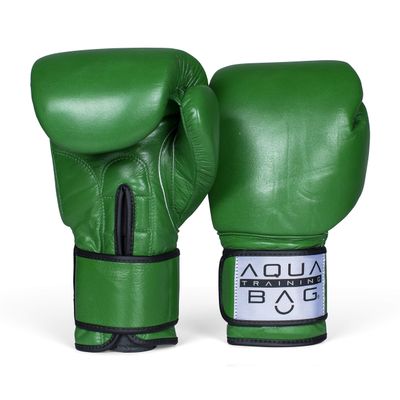 Aqua Training Bag 16 oz. Green Classic Boxing Glove with Genuine Top Grain Cow Leather, 3-Layer Latex Foam, Nylon Lining - 2020329794