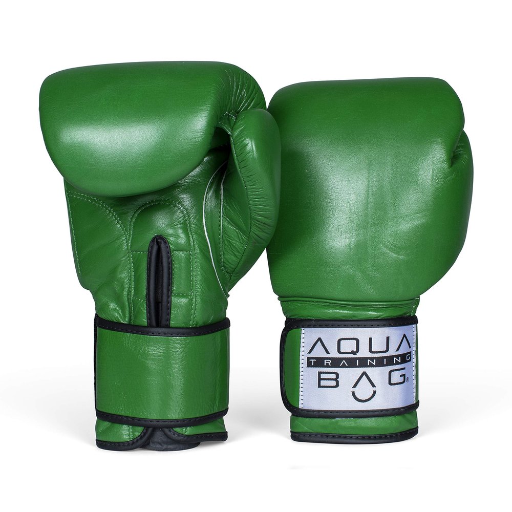 Aqua Training Bag 16 oz. Green Classic Boxing Glove with Genuine Top Grain Cow Leather, 3-Layer Latex Foam, Nylon Lining - 2020329794