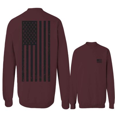 0021. Vintage American Flag United States of America Military us USA Patriotic Style Men's Crewneck Sweatshirt (Maroon Small)