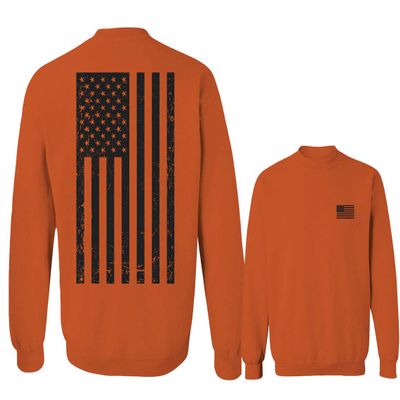 0021. Vintage American Flag United States of America Military us USA Patriotic Style Men's Crewneck Sweatshirt (Orange Large)