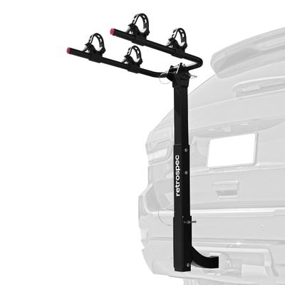 Retrospec Lenox 2-5 - Bike Hitch Rack for Cars, Trucks, SUVs with 2 Hitch | Foldable Steel Frame with Anti-Rattle Adapter, Tie Down Cradles and Straps - Fits Most Frames, Black