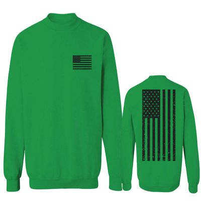 0021. Vintage American Flag United States of America Military us USA Patriotic Style Men's Crewneck Sweatshirt (Irish Green Large)