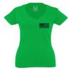 0021. Vintage American Flag United States of America Military us USA Patriotic Style for Women V Neck Fitted T Shirt (Irish GreenX Small) view 2