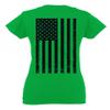 0021. Vintage American Flag United States of America Military us USA Patriotic Style for Women V Neck Fitted T Shirt (Irish GreenX Small) view 3