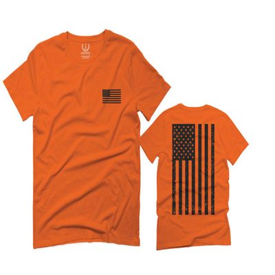 0021. Vintage American Flag United States of America Military us USA Patriotic Style for Men T Shirt (Orange 2X-Large)